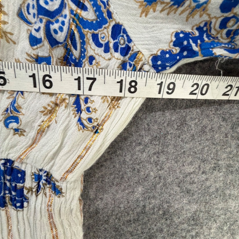 Anthropologie Me 2 Magic Tiered Dress Womens XL Blue Embroidered Tassel Tie Boho - Picture 9 of 15